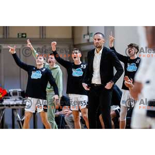 of Ilirija in action during OTP Bank League 2025/2026 basketball match between Ilirija and Terme Olimia Podcetrtek in Tivoli Hall, Ljubljana, Slovenia on September 26, 2025