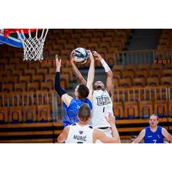 of Ilirija in action during OTP Bank League 2025/2026 basketball match between Ilirija and Terme Olimia Podcetrtek in Tivoli Hall, Ljubljana, Slovenia on September 26, 2025