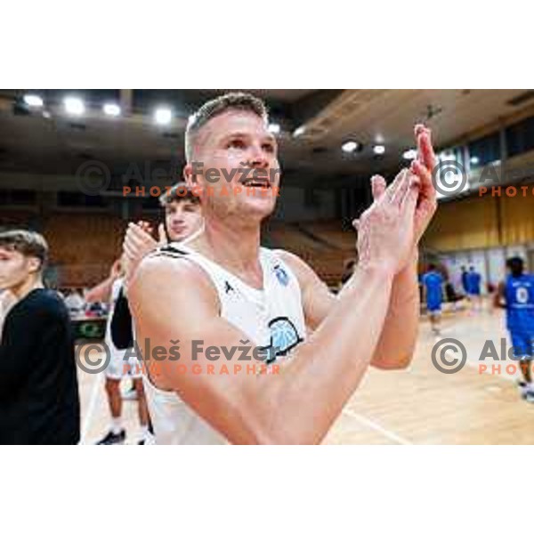 of Ilirija in action during OTP Bank League 2025/2026 basketball match between Ilirija and Terme Olimia Podcetrtek in Tivoli Hall, Ljubljana, Slovenia on September 26, 2025