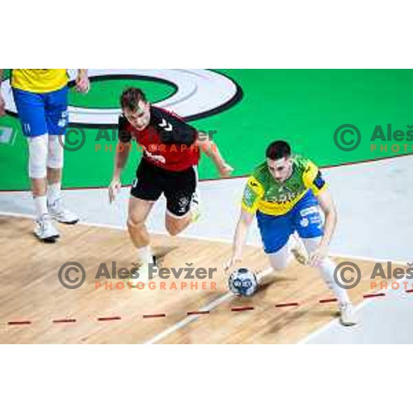 in action during 1.NLB handball match between RK Celje Pivovarna Lasko and LL Grosist Slovan in Dvorana Zlatorog, Celje, Slovenia on September 26, 2025. Photo: Jure Banfi