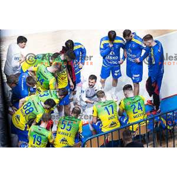 in action during 1.NLB handball match between RK Celje Pivovarna Lasko and LL Grosist Slovan in Dvorana Zlatorog, Celje, Slovenia on September 26, 2025. Photo: Jure Banfi