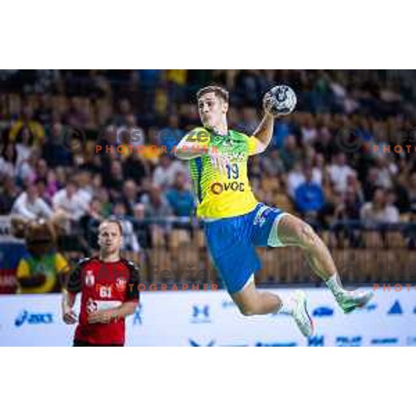 Mai Marguc in action during 1.NLB handball match between RK Celje Pivovarna Lasko and LL Grosist Slovan in Dvorana Zlatorog, Celje, Slovenia on September 26, 2025. Photo: Jure Banfi