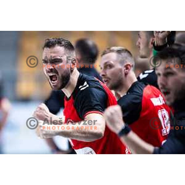 in action during 1.NLB handball match between RK Celje Pivovarna Lasko and LL Grosist Slovan in Dvorana Zlatorog, Celje, Slovenia on September 26, 2025. Photo: Jure Banfi