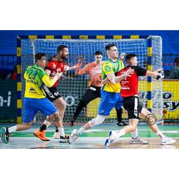 in action during 1.NLB handball match between RK Celje Pivovarna Lasko and LL Grosist Slovan in Dvorana Zlatorog, Celje, Slovenia on September 26, 2025. Photo: Jure Banfi