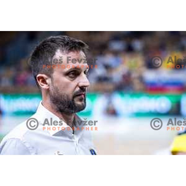 Klemen Luzar, head coach of RK Celje Pivovarna Lasko during 1.NLB handball match between RK Celje Pivovarna Lasko and LL Grosist Slovan in Dvorana Zlatorog, Celje, Slovenia on September 26, 2025. Photo: Jure Banfi