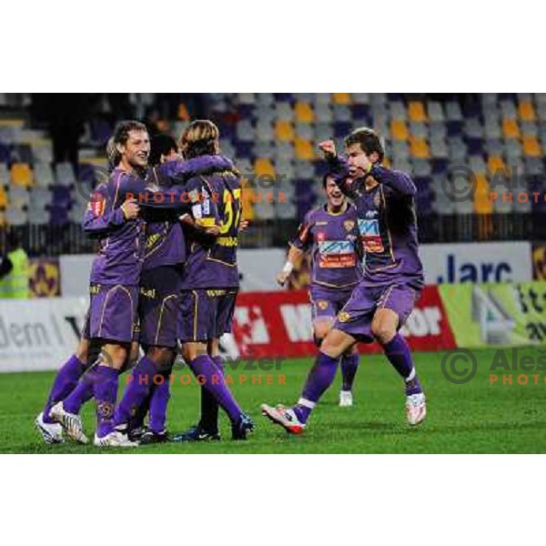 After second goal at football match Maribor Pivovarna Lasko-Mik CM Celje, Prva liga Telekom Slovenije, played in Maribor 31.10.2008. Maribor won 2:1 