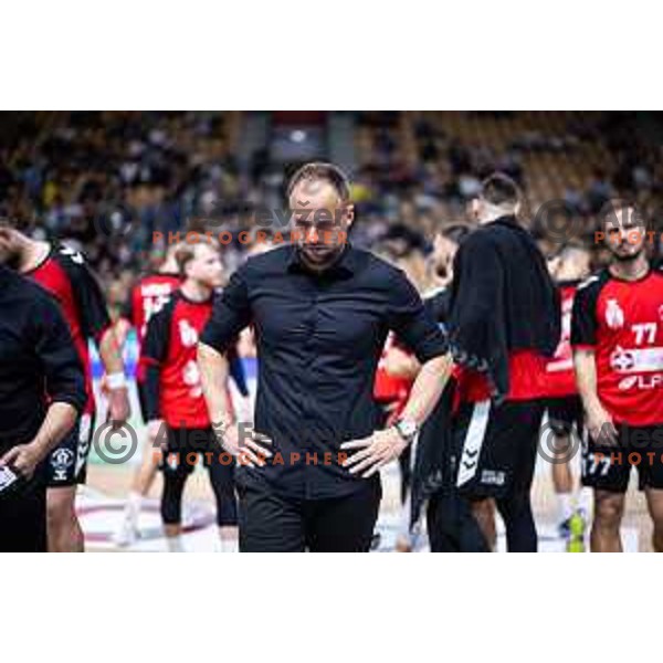 Uros Zorman, head coach of LL Grosist Slovan during 1.NLB handball match between RK Celje Pivovarna Lasko and LL Grosist Slovan in Dvorana Zlatorog, Celje, Slovenia on September 26, 2025. Photo: Jure Banfi