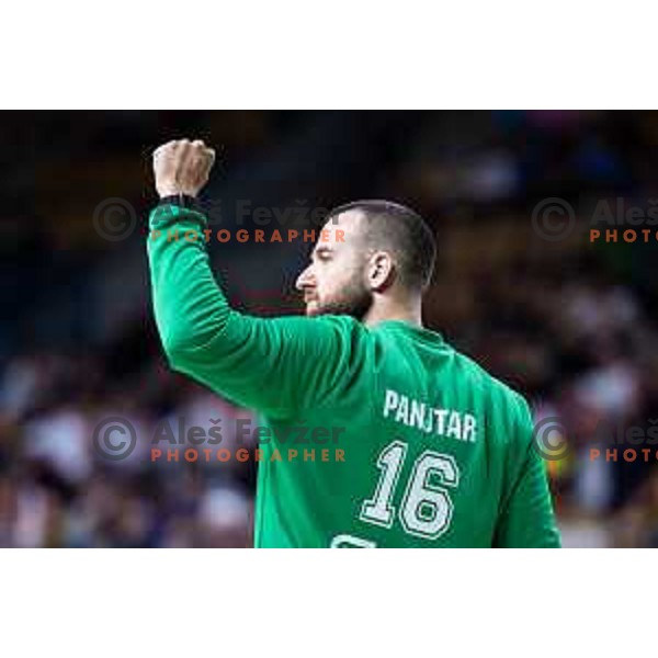 Aljaz Panjtar celebrates during 1.NLB handball match between RK Celje Pivovarna Lasko and LL Grosist Slovan in Dvorana Zlatorog, Celje, Slovenia on September 26, 2025. Photo: Jure Banfi