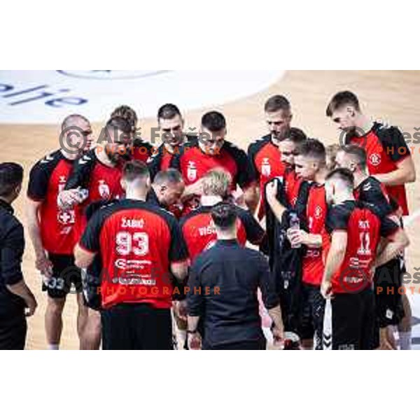 Uros Zorman, head coach of LL Grosist Slovan during 1.NLB handball match between RK Celje Pivovarna Lasko and LL Grosist Slovan in Dvorana Zlatorog, Celje, Slovenia on September 26, 2025. Photo: Jure Banfi