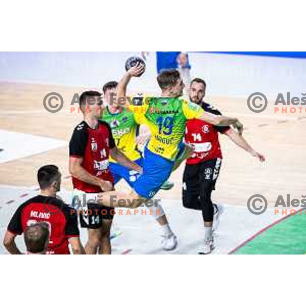 Mai Marguc in action during 1.NLB handball match between RK Celje Pivovarna Lasko and LL Grosist Slovan in Dvorana Zlatorog, Celje, Slovenia on September 26, 2025. Photo: Jure Banfi