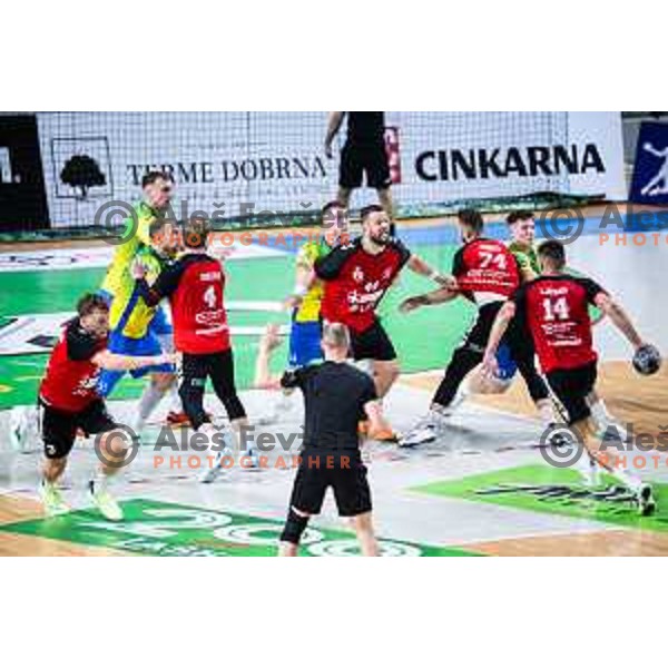Ilija Brozovic in action during 1.NLB handball match between RK Celje Pivovarna Lasko and LL Grosist Slovan in Dvorana Zlatorog, Celje, Slovenia on September 26, 2025. Photo: Jure Banfi