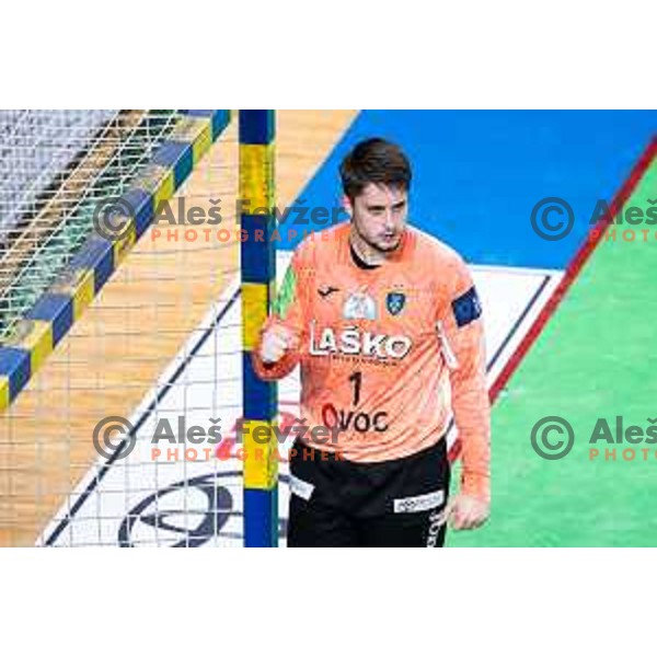 Jan Cesek in action during 1.NLB handball match between RK Celje Pivovarna Lasko and LL Grosist Slovan in Dvorana Zlatorog, Celje, Slovenia on September 26, 2025. Photo: Jure Banfi