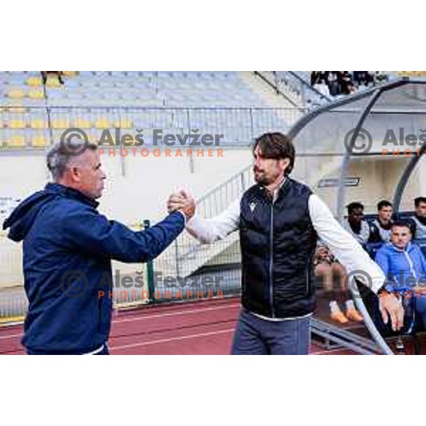 Tonci Zlogar and Milan Andjelkovic during Prva liga Telemach 2025/2026 football match between Domzale and Primorje in Domzale, Slovenia on September 27, 2025