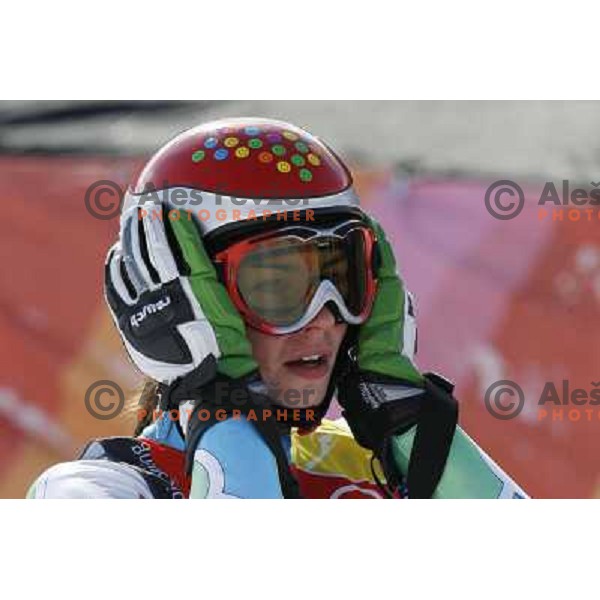Tina Maze at 2006 Torino Winter Olympic games Super G women\'s race in San Sicario on February 20, 2006