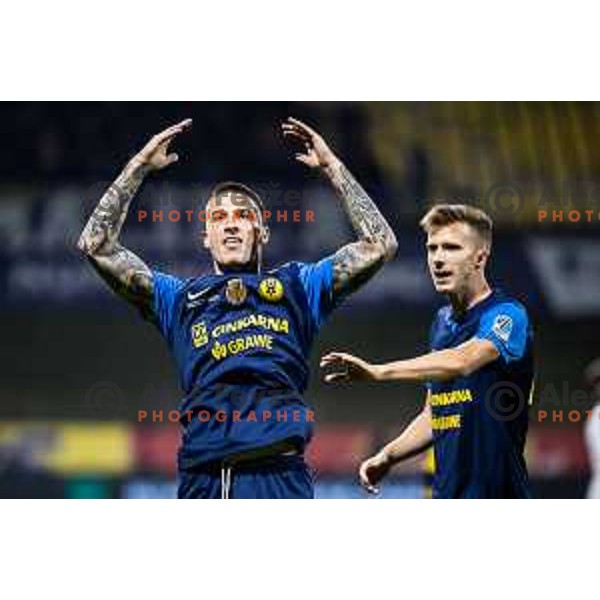 Franko Kovacevic celebrates goal during Prva liga Telemach 2025/26 football match between NK Celje and NK Maribor in Stadion z’dezele, Celje, Slovenia on September 27, 2025. Photo: Jure Banfi