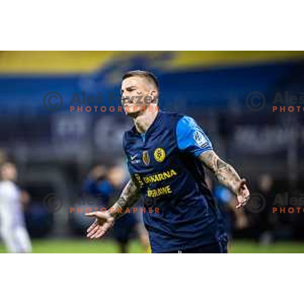 Franko Kovacevic celebrates goal during Prva liga Telemach 2025/26 football match between NK Celje and NK Maribor in Stadion z’dezele, Celje, Slovenia on September 27, 2025. Photo: Jure Banfi