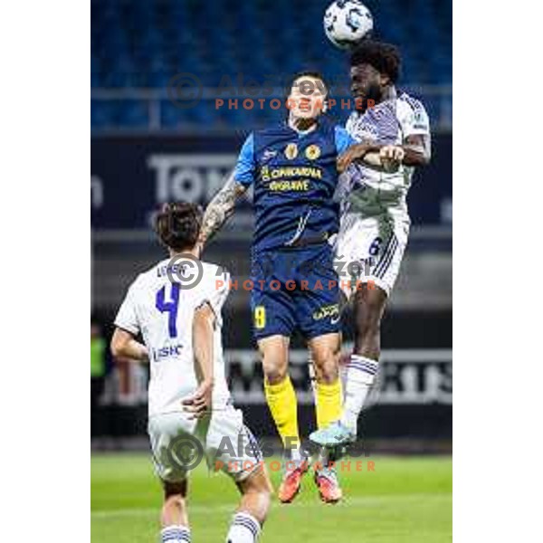 Franko Kovacevic vs Bradley M’Bondo in action during Prva liga Telemach 2025/26 football match between NK Celje and NK Maribor in Stadion z’dezele, Celje, Slovenia on September 27, 2025. Photo: Jure Banfi