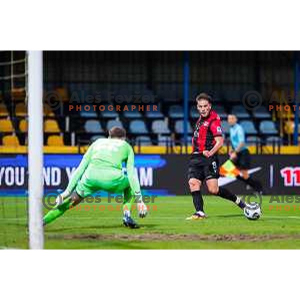 Elian Demirovic in action during Prva liga Telemach 2025/2026 football match between Domzale and Primorje in Domzale, Slovenia on September 27, 2025