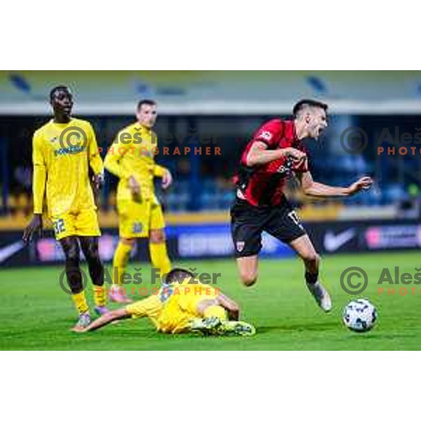 Zan Besir in action during Prva liga Telemach 2025/2026 football match between Domzale and Primorje in Domzale, Slovenia on September 27, 2025