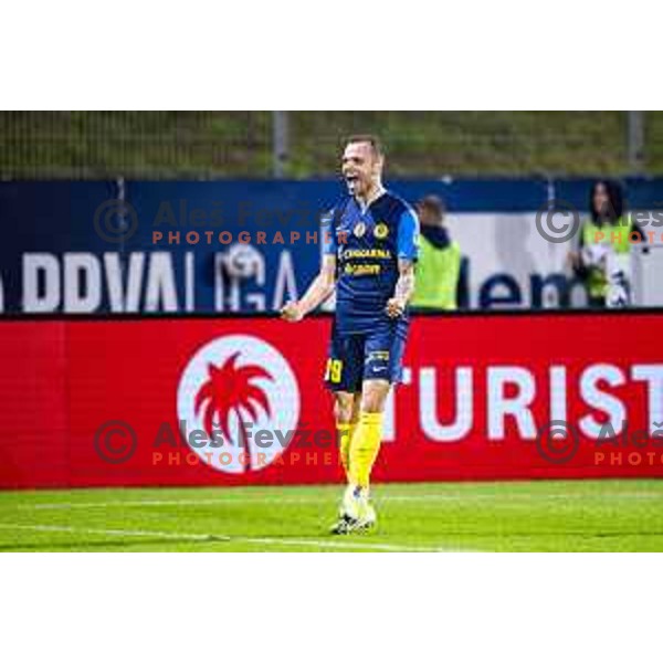 Matej Poplatnik celebrates goal during Prva liga Telemach 2025/26 football match between NK Celje and NK Maribor in Stadion z’dezele, Celje, Slovenia on September 27, 2025. Photo: Jure Banfi