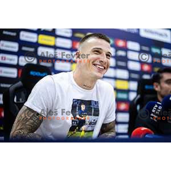 Franko Kovacevic at the press conferencer after Prva liga Telemach 2025/26 football match between NK Aluminij and NK Maribor in Sportni park Kidricevo, Slovenia on September 19, 2025. Photo: Jure Banfi