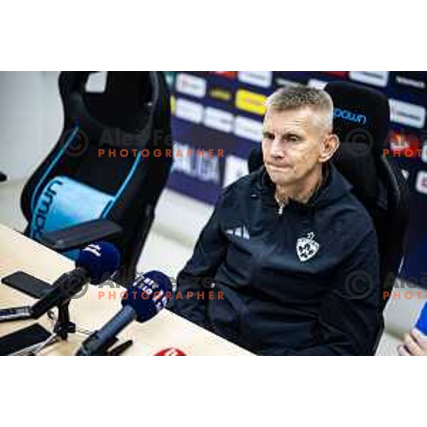 Radovan Karanovic, head coach of NK Maribor at the press conferencer after Prva liga Telemach 2025/26 football match between NK Aluminij and NK Maribor in Sportni park Kidricevo, Slovenia on September 19, 2025. Photo: Jure Banfi