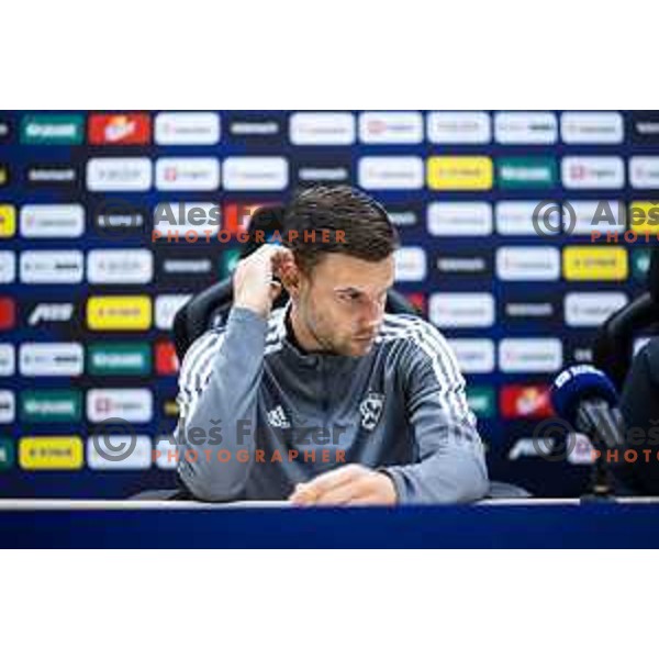 Pijus Sirvys at the press conferencer after Prva liga Telemach 2025/26 football match between NK Aluminij and NK Maribor in Sportni park Kidricevo, Slovenia on September 19, 2025. Photo: Jure Banfi