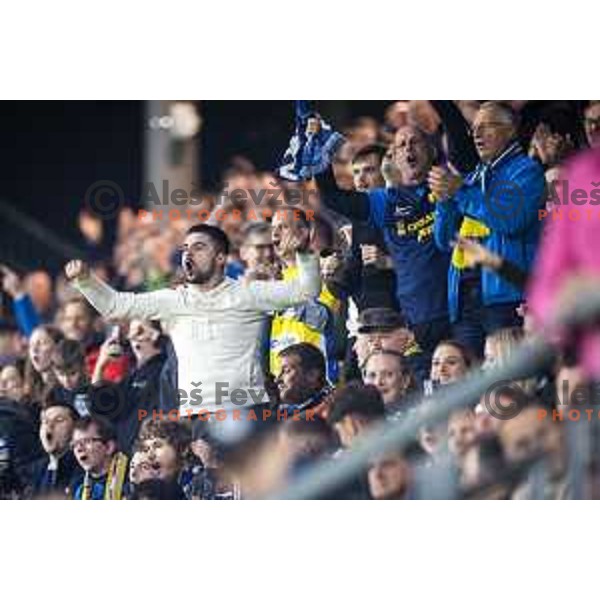 Fans of NK Celje celebrate during Prva liga Telemach 2025/26 football match between NK Celje and NK Maribor in Stadion z’dezele, Celje, Slovenia on September 27, 2025. Photo: Jure Banfi
