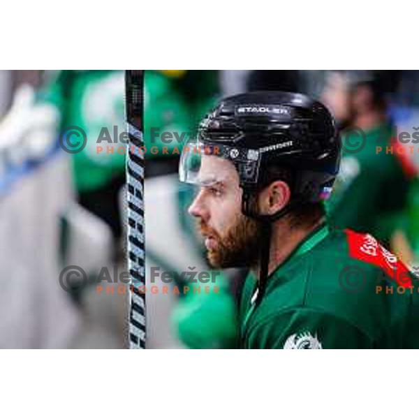 in action during IceHL 2025/2026 ice-hockey match between SZ Olimpija and Hydro Fehervar in Tivoli Hall, Ljubljana, Slovenia on September 28, 2025