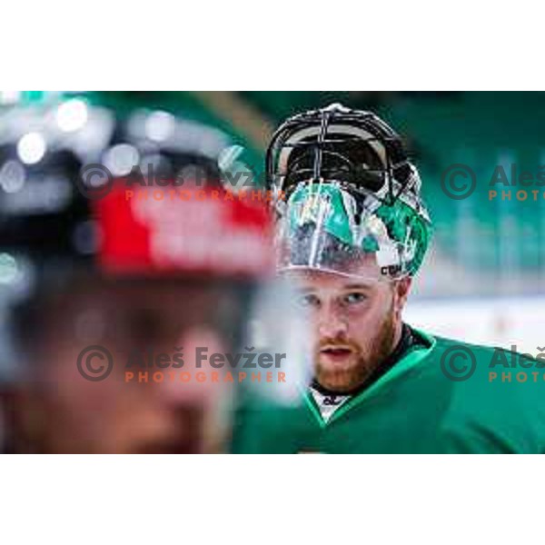 Lukas Horak during IceHL 2025/2026 ice-hockey match between SZ Olimpija and Hydro Fehervar in Tivoli Hall, Ljubljana, Slovenia on September 28, 2025