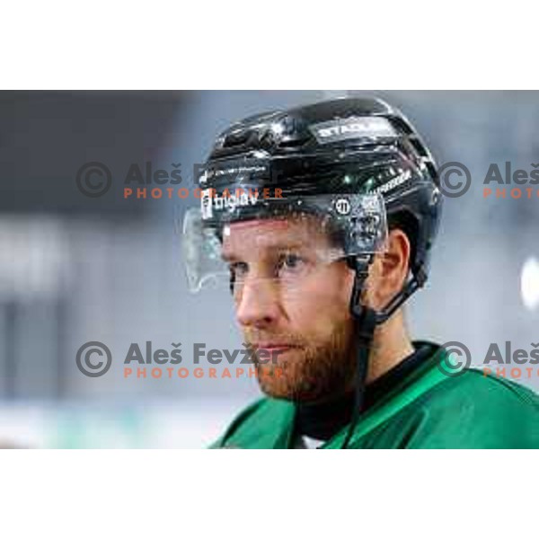 Robert Sabolic during IceHL 2025/2026 ice-hockey match between SZ Olimpija and Hydro Fehervar in Tivoli Hall, Ljubljana, Slovenia on September 28, 2025
