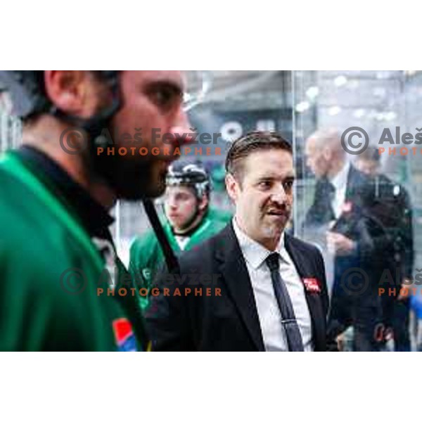 Ben Cooper during IceHL 2025/2026 ice-hockey match between SZ Olimpija and Hydro Fehervar in Tivoli Hall, Ljubljana, Slovenia on September 28, 2025