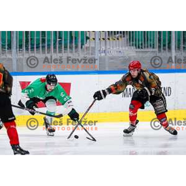action during Slovenian Ice-Hockey Championship match between SZ Olimpija and Jesenice in Tivoli Hall, Ljubljana, Slovenia on. September 30, 2025