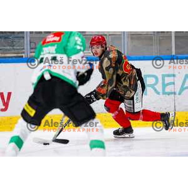 action during Slovenian Ice-Hockey Championship match between SZ Olimpija and Jesenice in Tivoli Hall, Ljubljana, Slovenia on. September 30, 2025