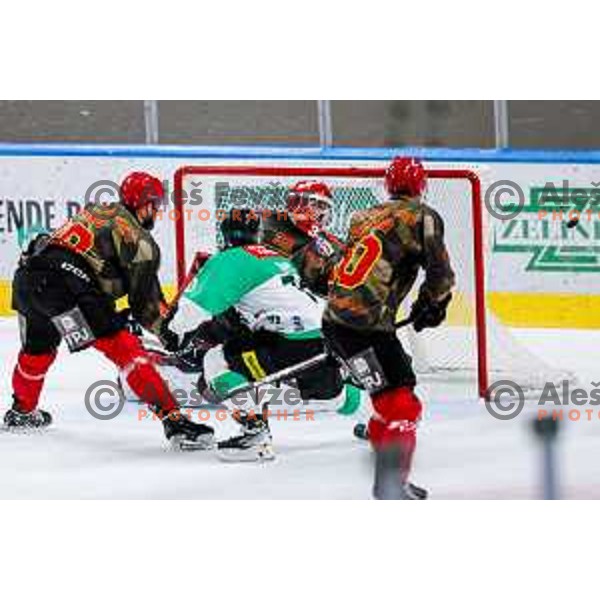 action during Slovenian Ice-Hockey Championship match between SZ Olimpija and Jesenice in Tivoli Hall, Ljubljana, Slovenia on. September 30, 2025