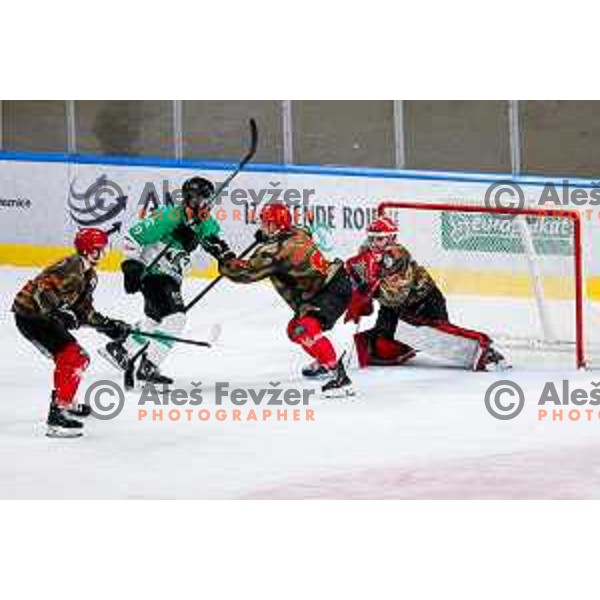 Zan Us in action during Slovenian Ice-Hockey Championship match between SZ Olimpija and Jesenice in Tivoli Hall, Ljubljana, Slovenia on. September 30, 2025