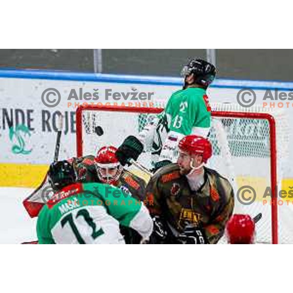 Zan Us in action during Slovenian Ice-Hockey Championship match between SZ Olimpija and Jesenice in Tivoli Hall, Ljubljana, Slovenia on. September 30, 2025