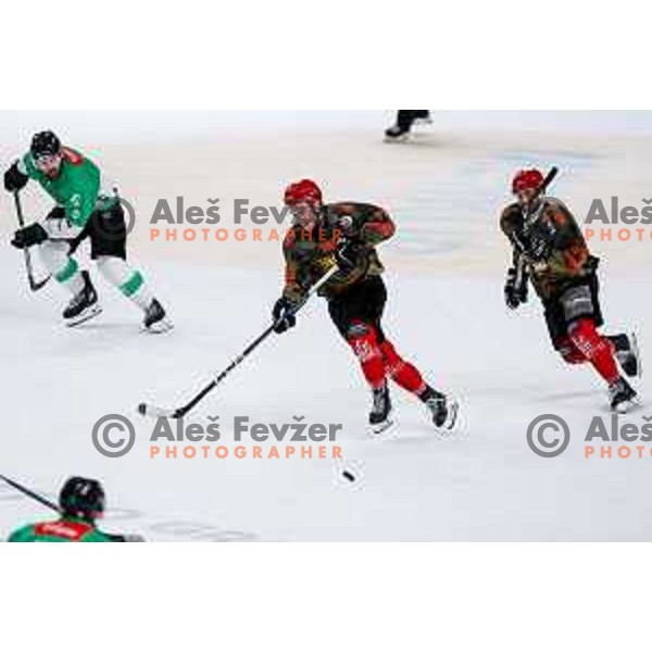 action during Slovenian Ice-Hockey Championship match between SZ Olimpija and Jesenice in Tivoli Hall, Ljubljana, Slovenia on. September 30, 2025