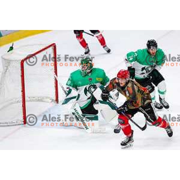 action during Slovenian Ice-Hockey Championship match between SZ Olimpija and Jesenice in Tivoli Hall, Ljubljana, Slovenia on. September 30, 2025
