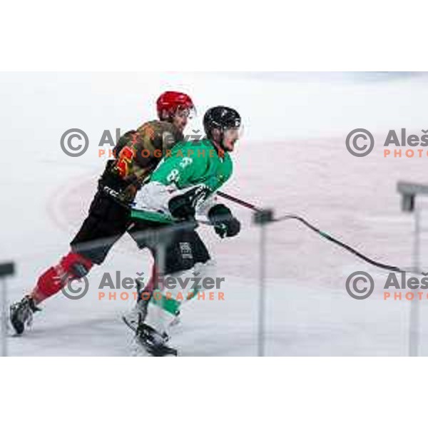 action during Slovenian Ice-Hockey Championship match between SZ Olimpija and Jesenice in Tivoli Hall, Ljubljana, Slovenia on. September 30, 2025