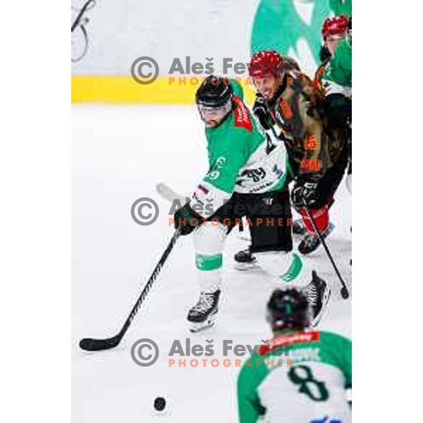 action during Slovenian Ice-Hockey Championship match between SZ Olimpija and Jesenice in Tivoli Hall, Ljubljana, Slovenia on. September 30, 2025
