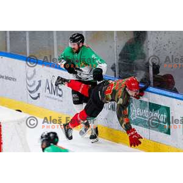 action during Slovenian Ice-Hockey Championship match between SZ Olimpija and Jesenice in Tivoli Hall, Ljubljana, Slovenia on. September 30, 2025