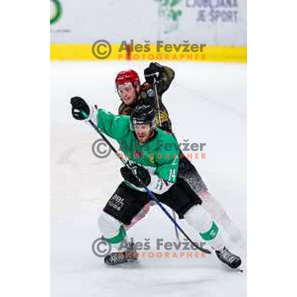 action during Slovenian Ice-Hockey Championship match between SZ Olimpija and Jesenice in Tivoli Hall, Ljubljana, Slovenia on. September 30, 2025
