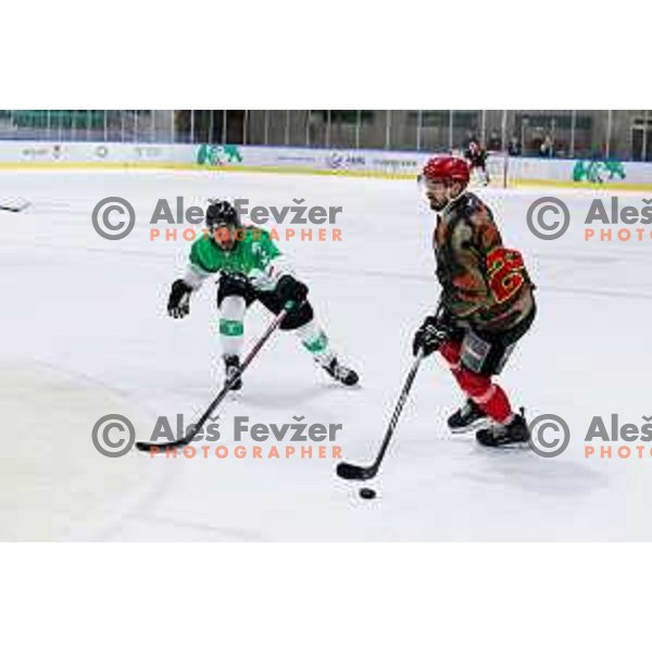 Gregor Koblar in action during Slovenian Ice-Hockey Championship match between SZ Olimpija and Jesenice in Tivoli Hall, Ljubljana, Slovenia on. September 30, 2025