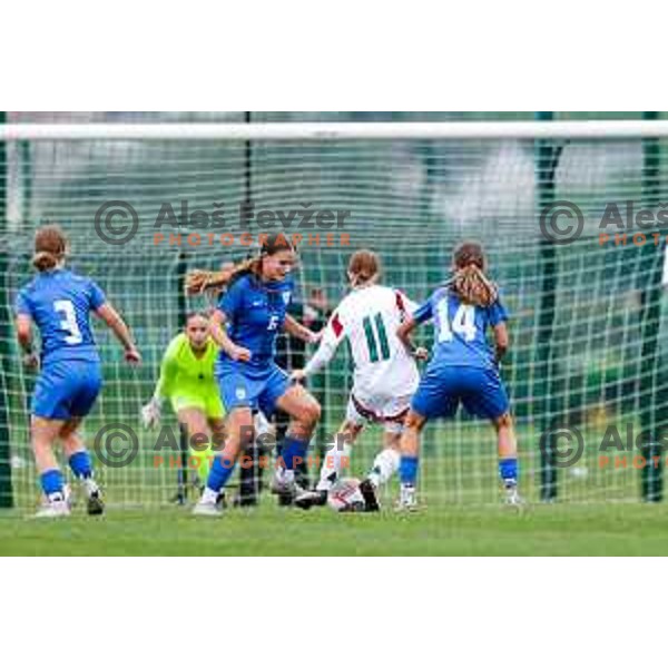 action during UEFA WU-15 Tournament between Slovenia and Hungary in Catez ob Savi, Slovenia on September 30, 2025