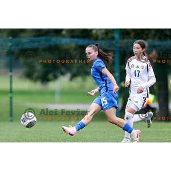 action during UEFA WU-15 Tournament between Slovenia and Hungary in Catez ob Savi, Slovenia on September 30, 2025