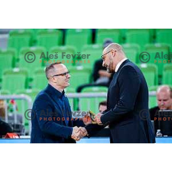 head coach Zvezdan Mitrovic during BKT EuroCup 2025-2026 basketball match between Cedevita Olimpija (SLO) and Baxi Manresa (ESP) in SRC Stozice, Ljubljana, Slovenia on October 1, 2025