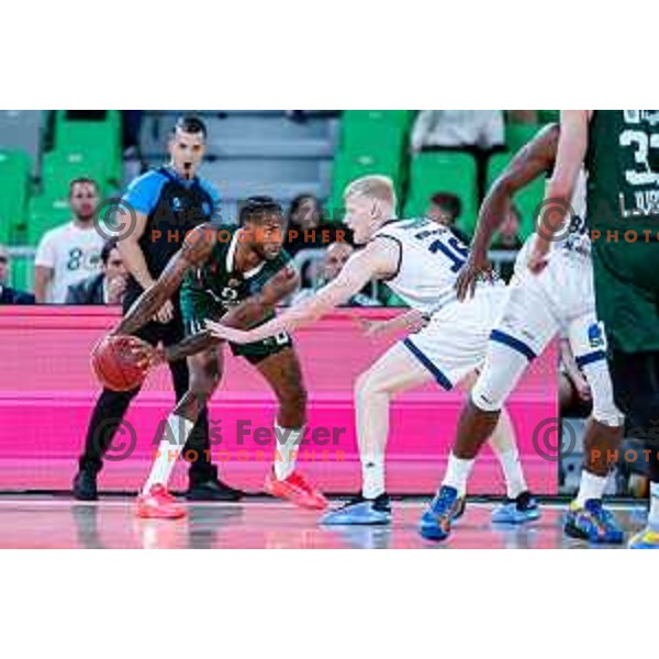 DJ Stewart in action during BKT EuroCup 2025-2026 basketball match between Cedevita Olimpija (SLO) and Baxi Manresa (ESP) in SRC Stozice, Ljubljana, Slovenia on October 1, 2025
