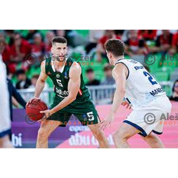 Aleksej Nikolic in action during BKT EuroCup 2025-2026 basketball match between Cedevita Olimpija (SLO) and Baxi Manresa (ESP) in SRC Stozice, Ljubljana, Slovenia on October 1, 2025