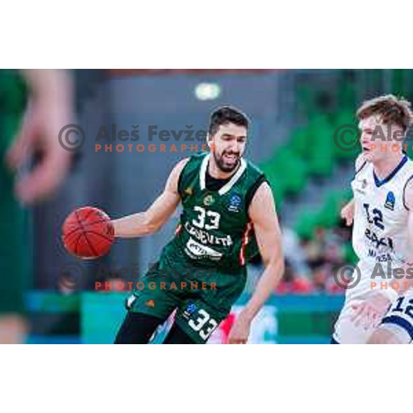 Nikos Chougkaz in action during BKT EuroCup 2025-2026 basketball match between Cedevita Olimpija (SLO) and Baxi Manresa (ESP) in SRC Stozice, Ljubljana, Slovenia on October 1, 2025